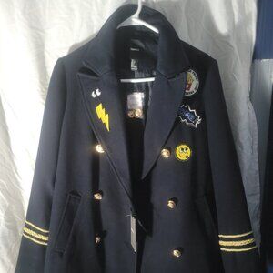 Forever 21 Women's Navy-Blue Patch Captain Blazer